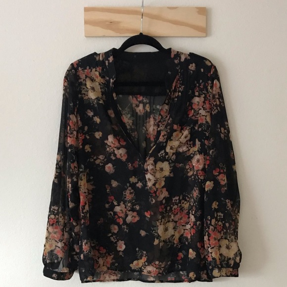 Black Floral Blouse - Picture 1 of 8